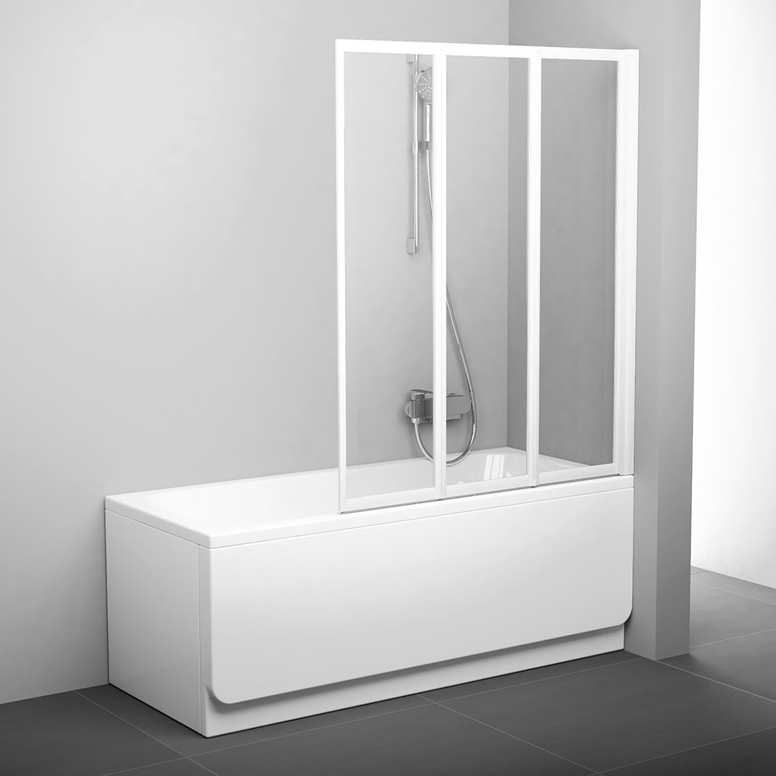 Шторка для ванны Ravak VS3 130 белая+транспарент