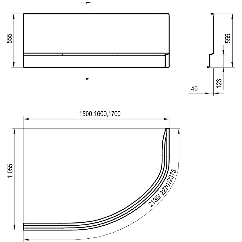 Передняя панель А для ванны Ravak Rosa II P 160 см